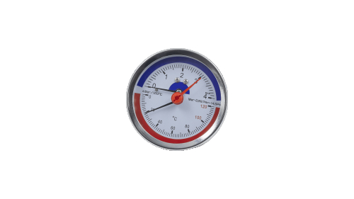 Термоманометр для котла осевой SD Plus SD1734B, 0-4 бар, 0-120°C, 1/2", Ø80 мм - 1