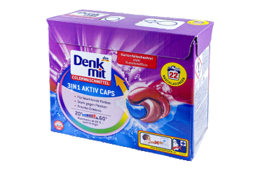 Капсулы для стирки DenkMit Aktiv Color 3в1 (для цветного белья), 22 штуки по 27 г