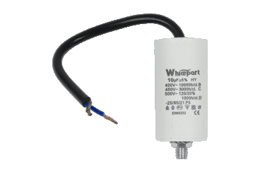 Конденсатор CBB60-G 10 мкФ, 450 В, Whicepart (провід + болт)