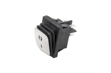 Кнопка мережева одинарна 40354G 22х29 мм 4 контакти 20А (2-позиційна) зі світлодіодом і пильовиком