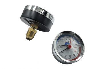 Термоманометр для котла осьовий SD Plus SD1736B, 0-6 бар, 0-120°C, 1/2", Ø80 мм