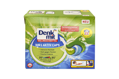 Капсулы для стирки DenkMit Aktiv 3в1 (для белого белья), 22 штуки по 27 г - 1