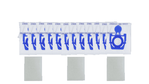 Набор мешков для пылесоса Zelmer ZMB02, одноразовый, 101*94 мм + 3 микрофильтра (синий) - 1