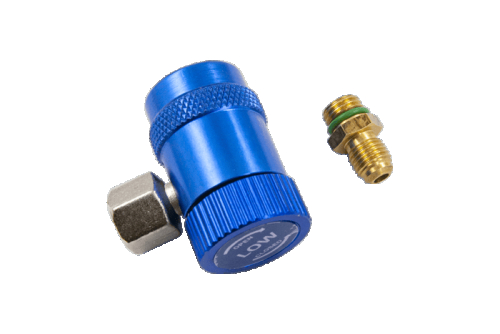 Муфта быстросъемная HC-ML-1234 для заправки автокондиционеров (с R-1234yf на R-134a, 1/4", синяя) - 1