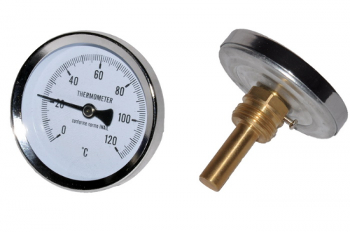 Термометр для котла SD Plus SD17440MM, D=63 мм, 0-120°C, со штуцером L=40 мм - 1