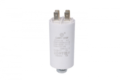 Конденсатор CBB60-E 25 мкФ 450 V mini з клемами та болтом - 1