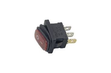 Кнопка мережева одинарна KCD1-101 13х19 мм 3 контакти (2-позиційна) зі світлодіодом і пильовиком