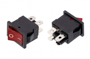 Кнопка мережева одинарна 40314 13х19 мм 4 контакти 6A (2-позиційна) зі світлодіодом