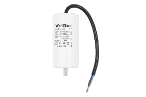 Конденсатор CBB60-G 40 мкФ, 450 В, Whicepart (провод + болт) - 1