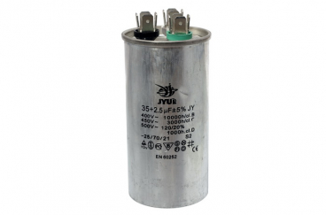 Конденсатор CBB65 35+2,5 мкФ 450 V металевий (пуско-робочий), Jyul