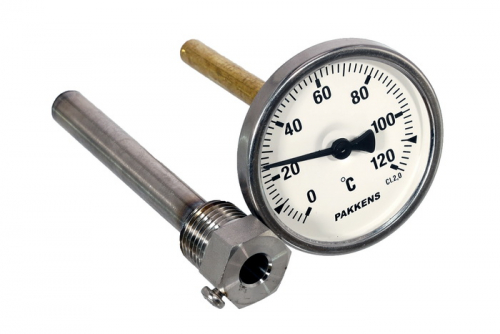 Термометр для котла Pakkens, D=63 мм, 0-120°C, зі штуцером L=109 мм - 1